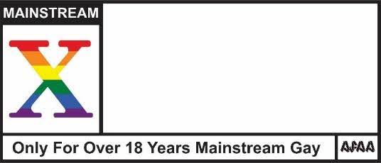 Película para adultos homosexual masculino la X consta de seis colores rojo, naranja, amarillo, verde, azul y violeta.